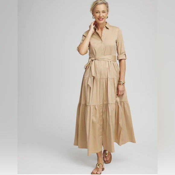 NWT Chico's Poplin Maxi Shirt Dress - Picture 1 of 11